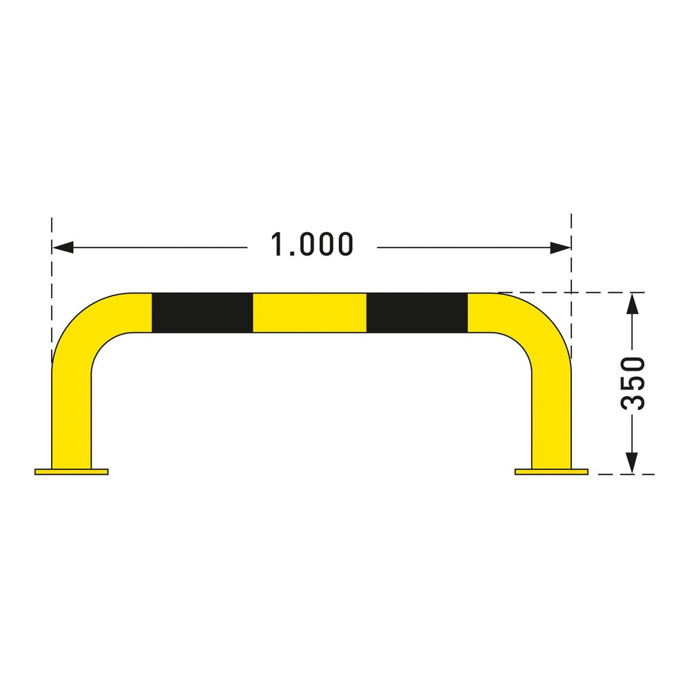 Číslo obrázku produktu 2: Ochranný oblouk - použití ve venkovních prostorách, Ø 76 mm, VxŠ 350 x 1 000 mm