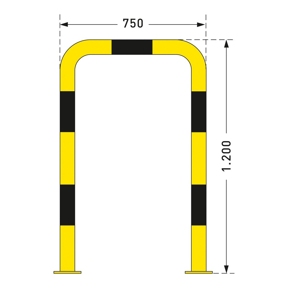 Číslo obrázku produktu 3: Ochranný oblouk - použití ve vnitřních prostorách, Ø 76 mm, VxŠ 1 200 x 750 mm