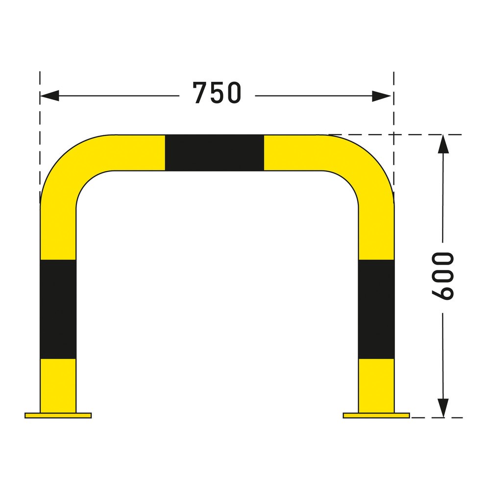 Číslo obrázku produktu 2: Ochranný oblouk - použití ve venkovních prostorách, Ø 76 mm, VxŠ 600 x 750 mm