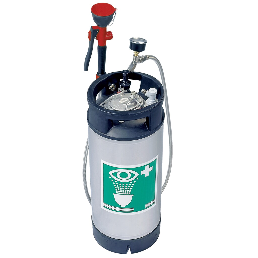 Oční/obličejová/tělová sprcha Justrite® 38G Hughes, přenosná Obrázek produktu: Oční/obličejová/tělová sprcha Justrite® 38G Hughes, přenosná