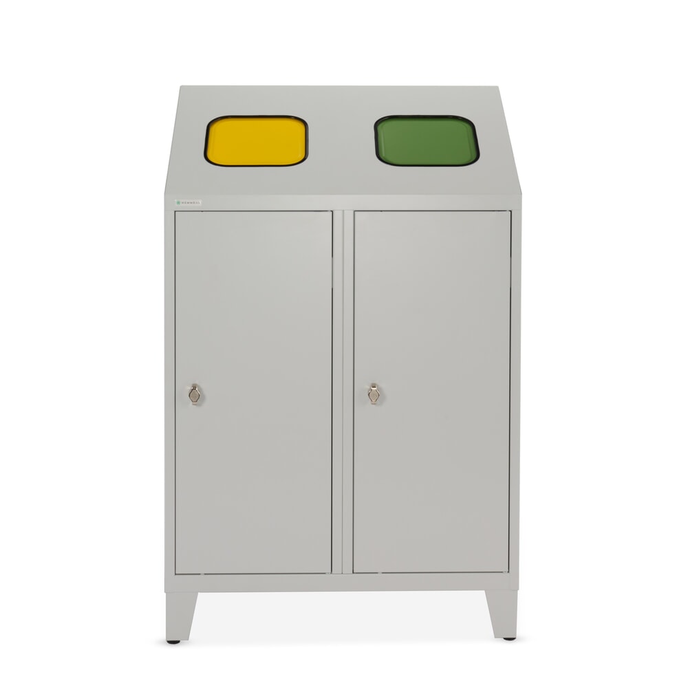 Číslo obrázku produktu 3: Odpadkový koš HEMMDAL Duo na recyklaci odpadu se 2 držáky na pytle, každý 120 litrů