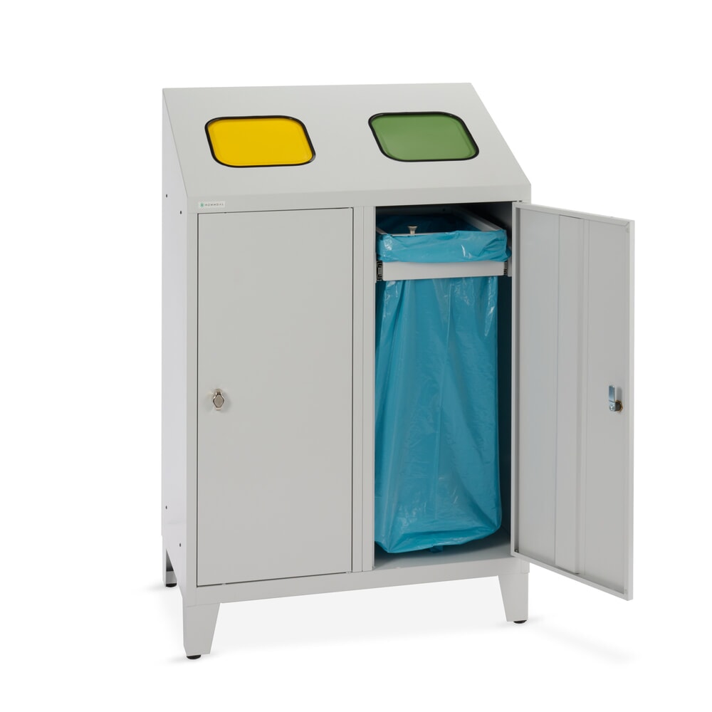 Číslo obrázku produktu 6: Odpadkový koš HEMMDAL Duo na recyklaci odpadu se 2 držáky na pytle, každý 120 litrů