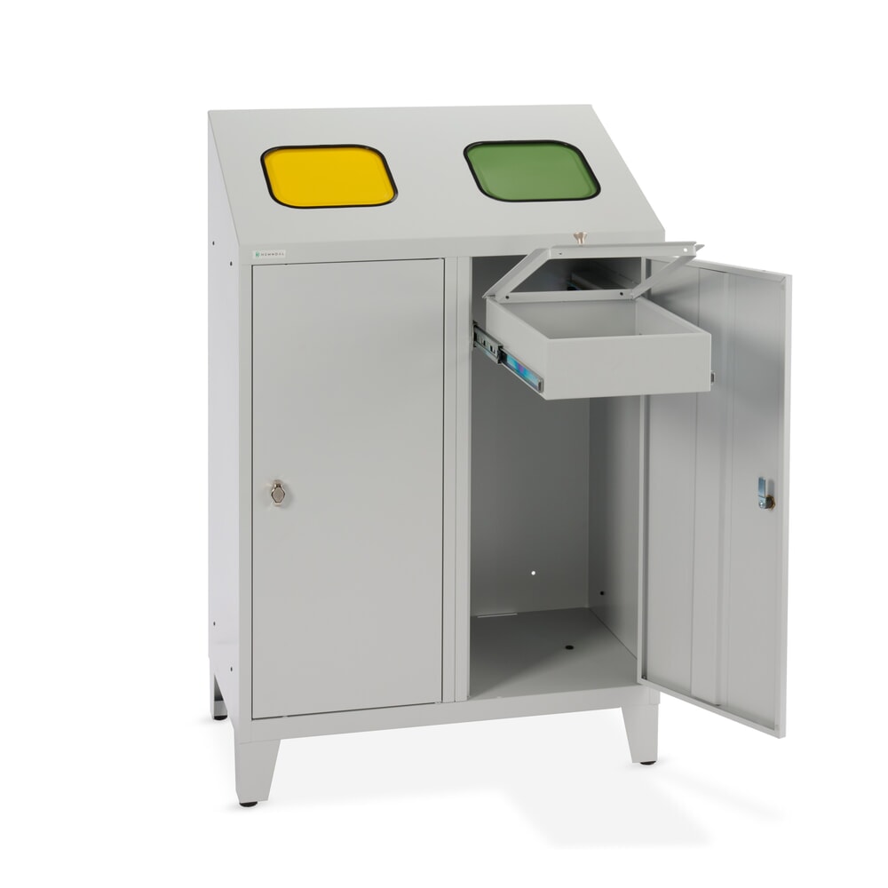 Číslo obrázku produktu 8: Odpadkový koš HEMMDAL Duo na recyklaci odpadu se 2 držáky na pytle, každý 120 litrů