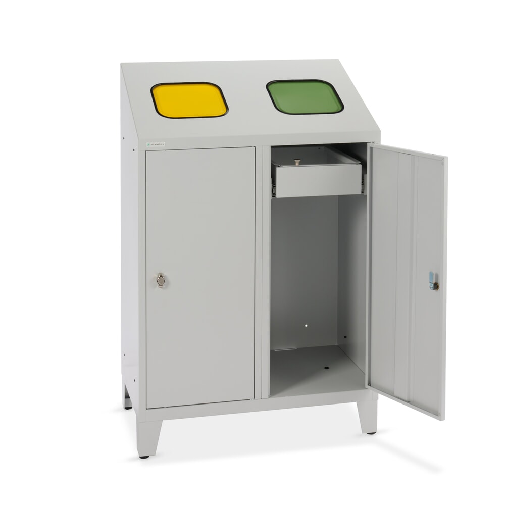 Číslo obrázku produktu 10: Odpadkový koš HEMMDAL Duo na recyklaci odpadu se 2 držáky na pytle, každý 120 litrů