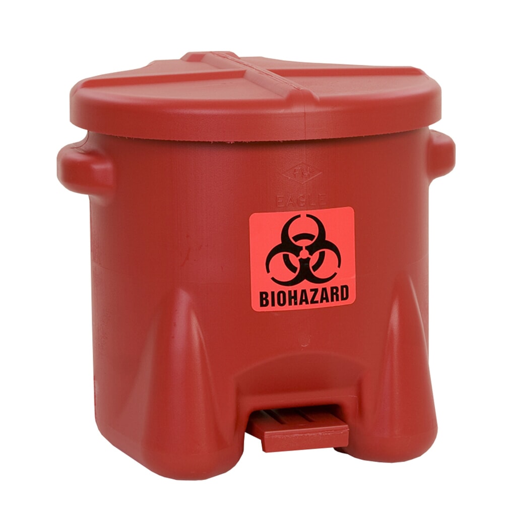 Odpadkový koš Justrite® Eagle, biologické nebezpečné látky, HDPE, 22,8 litru, červená Obrázek produktu: Odpadkový koš Justrite® Eagle, biologické nebezpečné látky, HDPE, 22,8 litru, červená