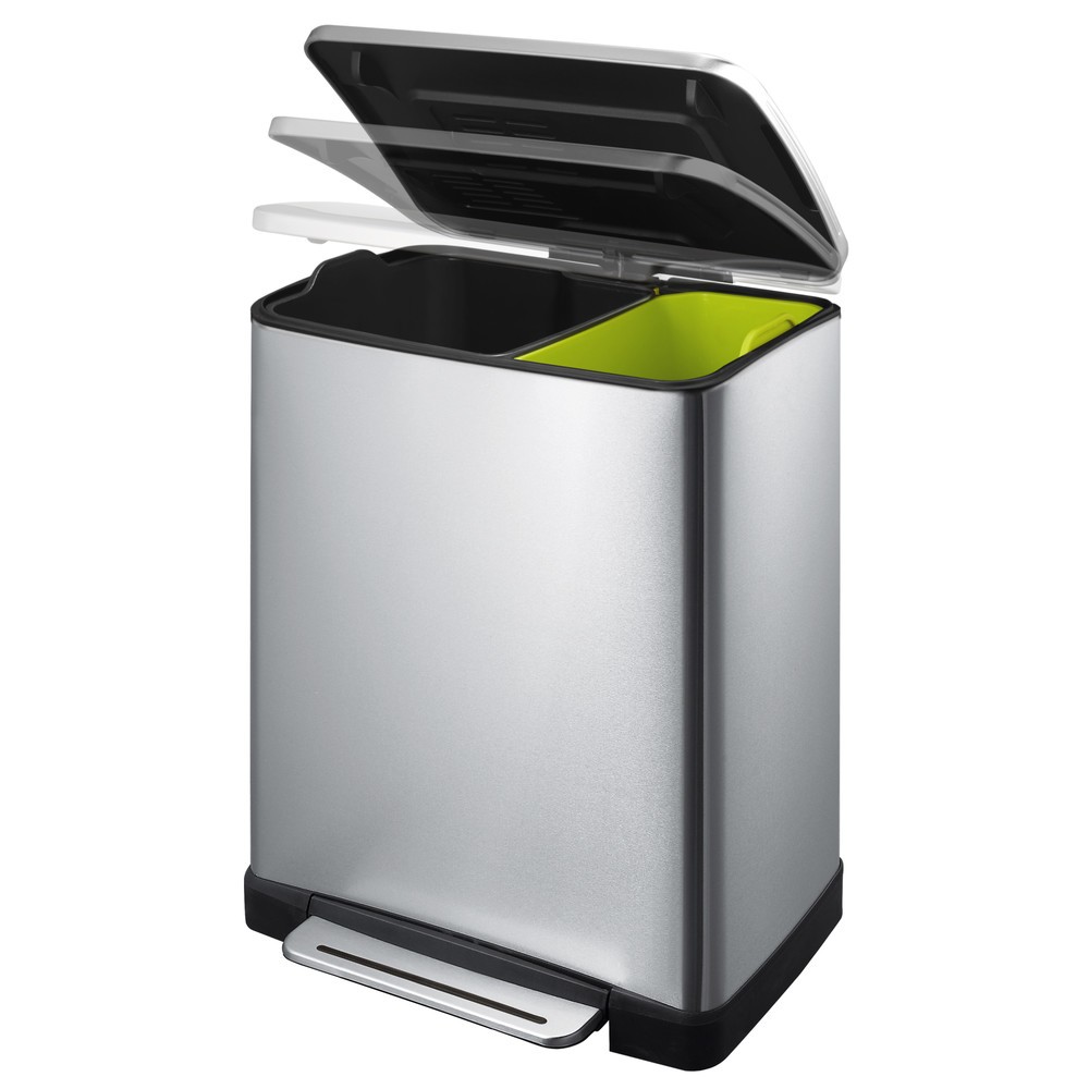 Číslo obrázku produktu 2: Odpadkový koš s nášlapem Recycling z ušlechtilé oceli, 28+ 18 l, matný