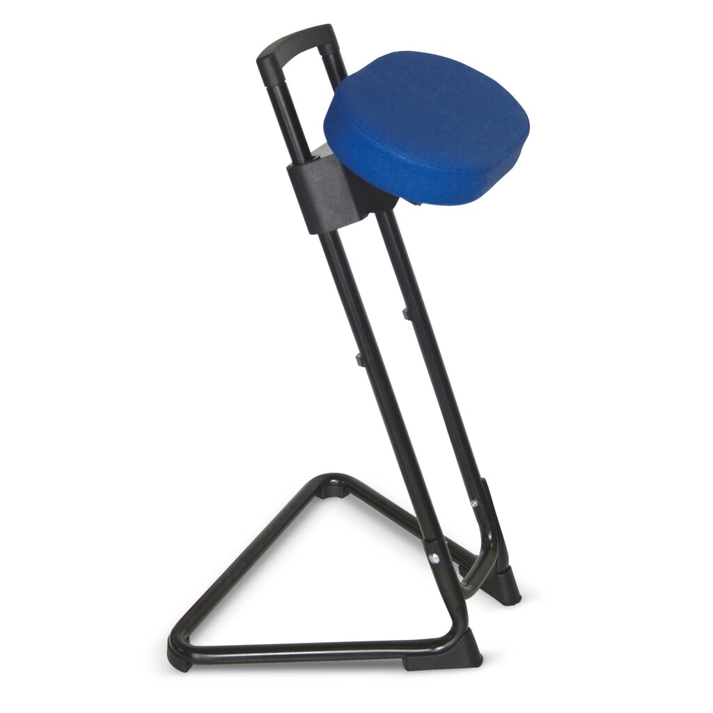 Opora pro stání, otočný a naklápěcí koženkový sedák, výška sezení 600-850 mm, ohnivá červená/černá Obrázek produktu: Opora pro stání, otočný a naklápěcí koženkový sedák, výška sezení 600-850 mm, ohnivá červená/černá