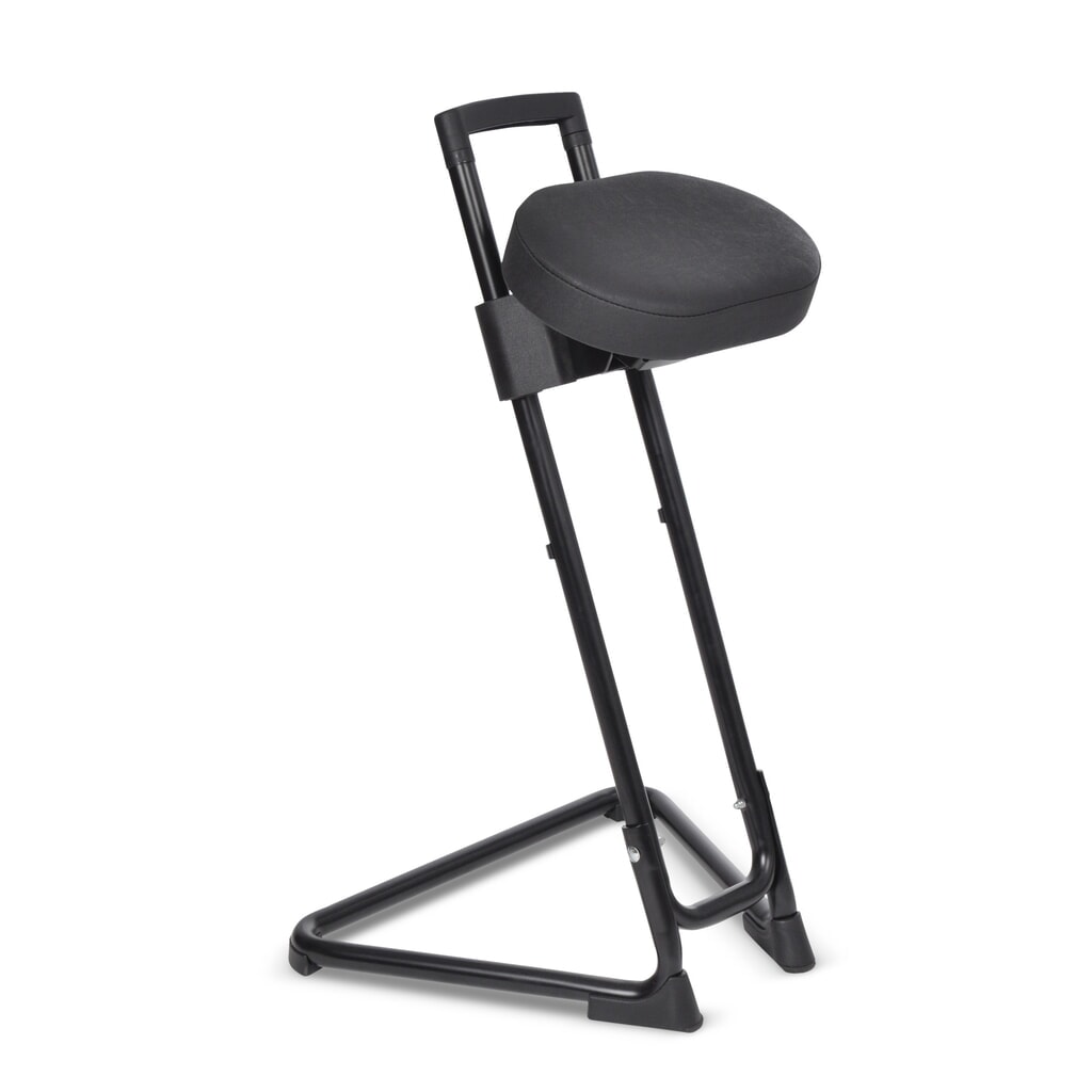 Číslo obrázku produktu 3: Opora pro stání, otočný a naklápěcí koženkový sedák, výška sezení 600-850 mm, ohnivá červená/černá
