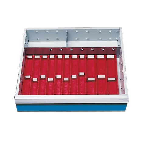 Číslo obrázku produktu 1: Organizér do zásuvky se žlábky Bedrunka+Hirth pro dílenské vozíky, výška čela 100 mm