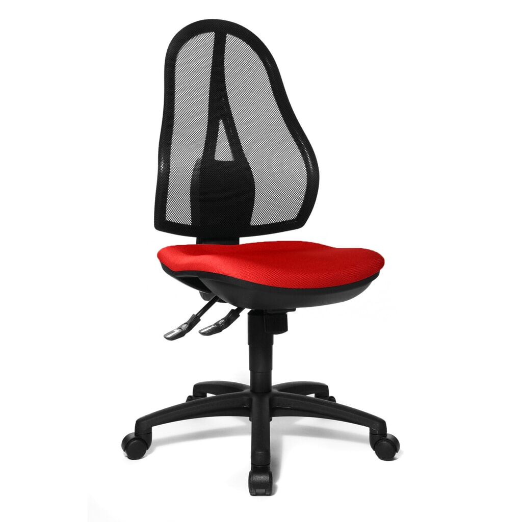 Kancelářská otočná židle Topstar® Open Point Syncro, sedák s ochranou plotének, síťované opěradlo, červená Číslo obrázku produktu 2: Kancelářská otočná židle Topstar® Open Point Syncro, sedák s ochranou plotének, síťované opěradlo, červená