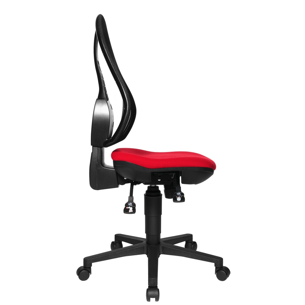 Kancelářská otočná židle Topstar® Open Point Syncro, sedák s ochranou plotének, síťované opěradlo, červená Číslo obrázku produktu 4: Kancelářská otočná židle Topstar® Open Point Syncro, sedák s ochranou plotének, síťované opěradlo, červená