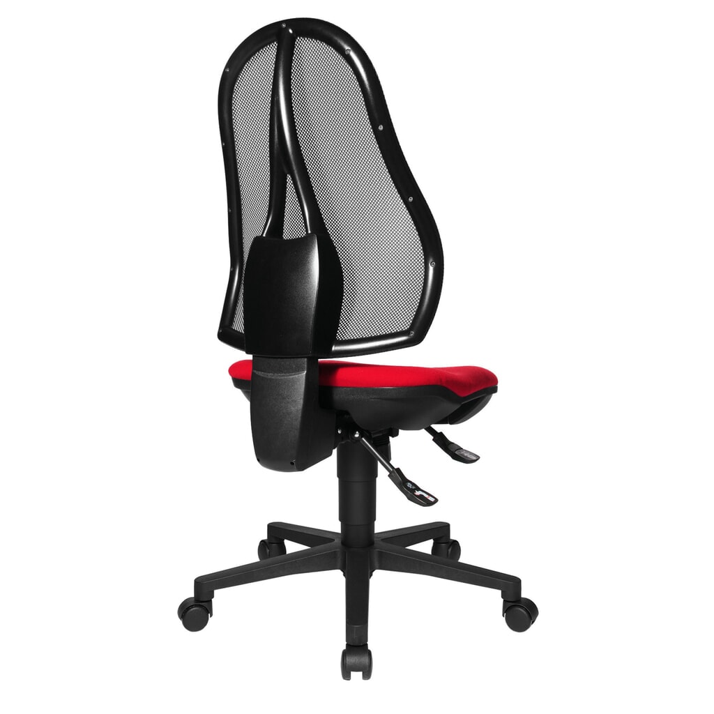 Kancelářská otočná židle Topstar® Open Point Syncro, sedák s ochranou plotének, síťované opěradlo, červená Číslo obrázku produktu 5: Kancelářská otočná židle Topstar® Open Point Syncro, sedák s ochranou plotének, síťované opěradlo, červená