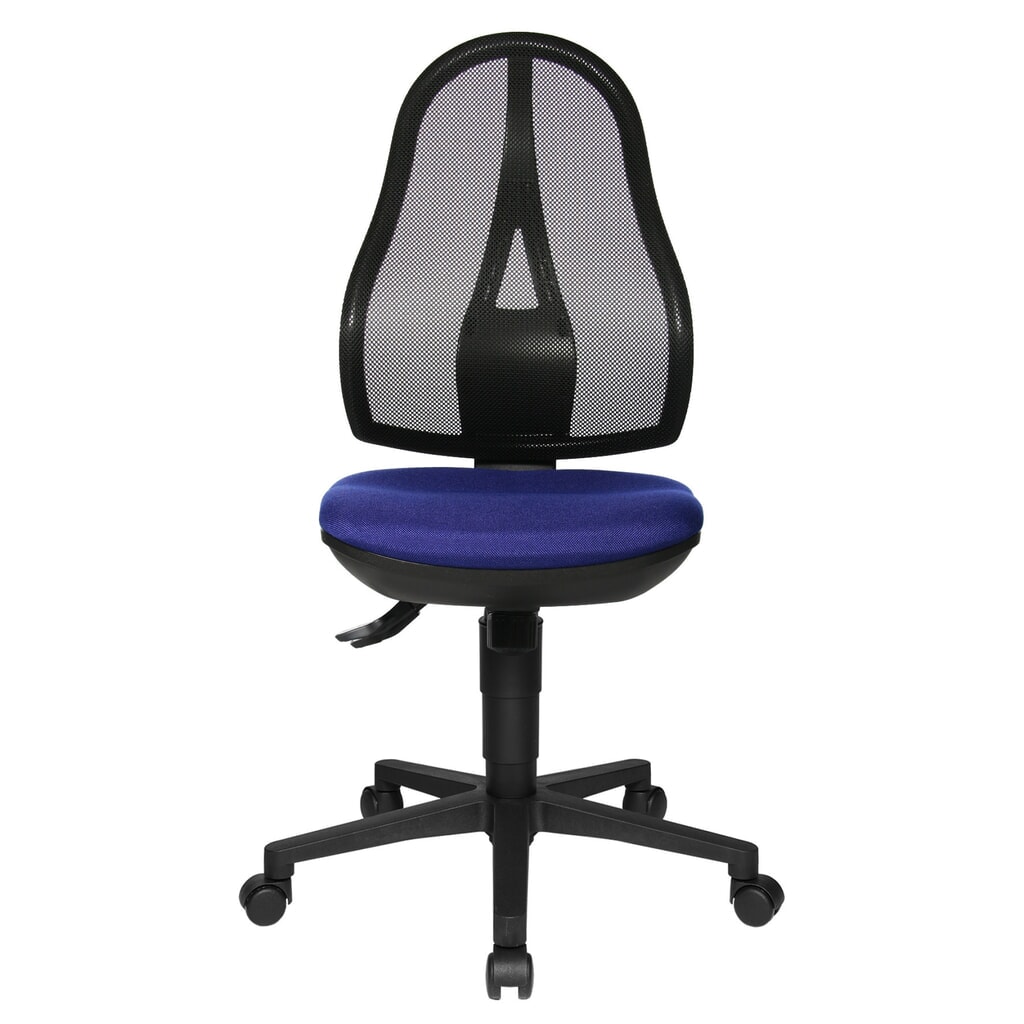 Kancelářská otočná židle Topstar® Open Point Syncro, sedák s ochranou plotének, síťované opěradlo, modrá Obrázek produktu: Kancelářská otočná židle Topstar® Open Point Syncro, sedák s ochranou plotének, síťované opěradlo, modrá