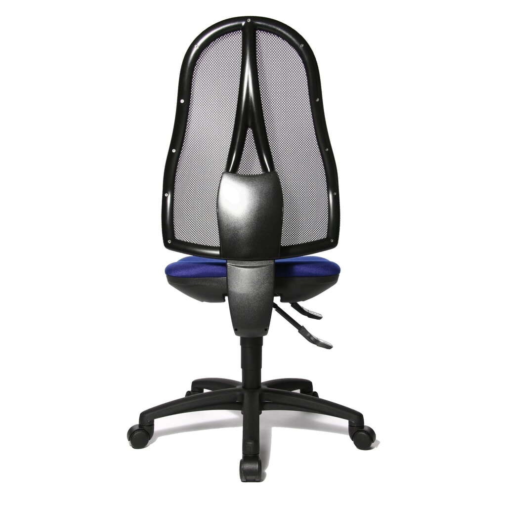 Kancelářská otočná židle Topstar® Open Point Syncro, sedák s ochranou plotének, síťované opěradlo, modrá Číslo obrázku produktu 3: Kancelářská otočná židle Topstar® Open Point Syncro, sedák s ochranou plotének, síťované opěradlo, modrá