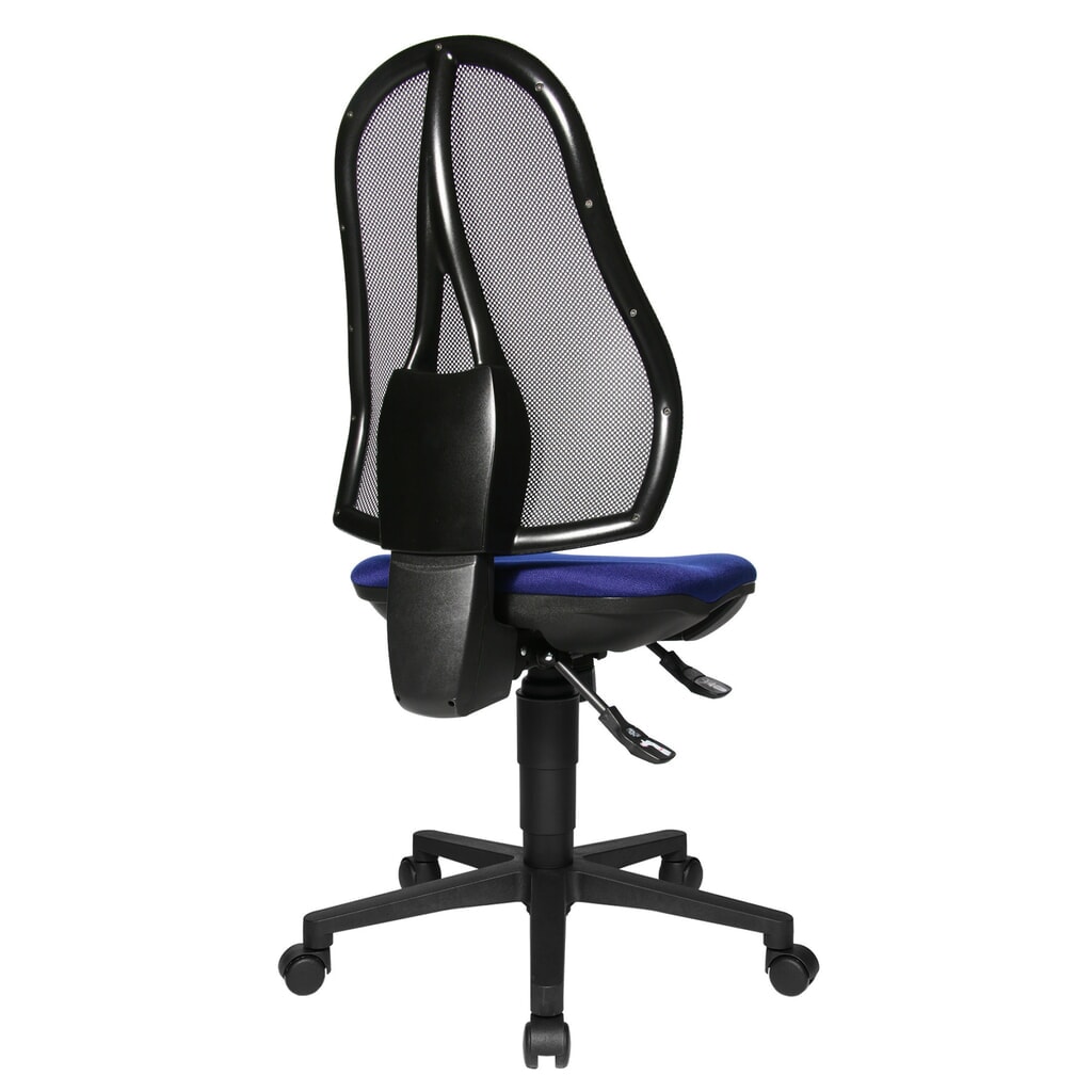 Kancelářská otočná židle Topstar® Open Point Syncro, sedák s ochranou plotének, síťované opěradlo, modrá Číslo obrázku produktu 4: Kancelářská otočná židle Topstar® Open Point Syncro, sedák s ochranou plotének, síťované opěradlo, modrá
