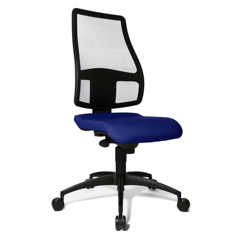 Otočná kancelářská židle Topstar® Syncro s prodyšným síťovým opěradlem, královská modř Obrázek produktu: Otočná kancelářská židle Topstar® Syncro s prodyšným síťovým opěradlem, královská modř