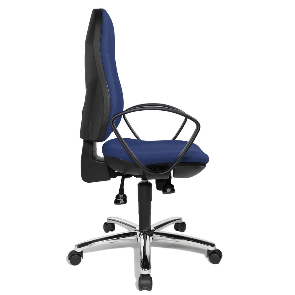 Číslo obrázku produktu 5: Otočná kancelářská židle Topstar® Syncro-Steel II, čalouněné opěradlo, modrá