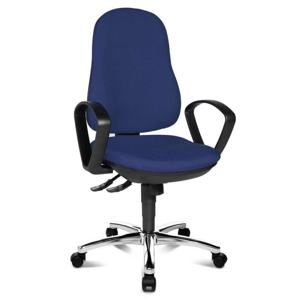 Číslo obrázku produktu 6: Otočná kancelářská židle Topstar® Syncro-Steel II, čalouněné opěradlo, modrá