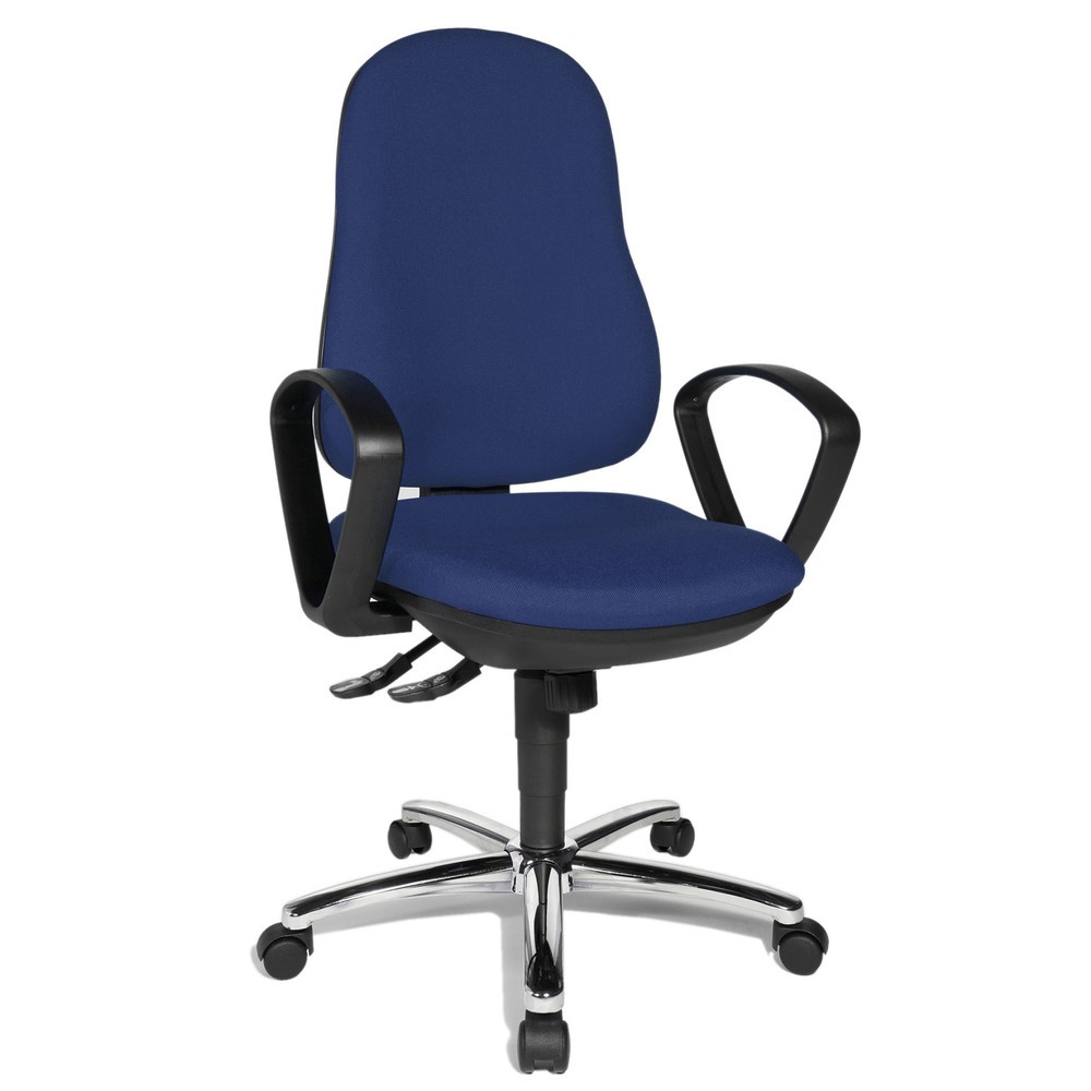Číslo obrázku produktu 7: Otočná kancelářská židle Topstar® Syncro-Steel II, čalouněné opěradlo, modrá