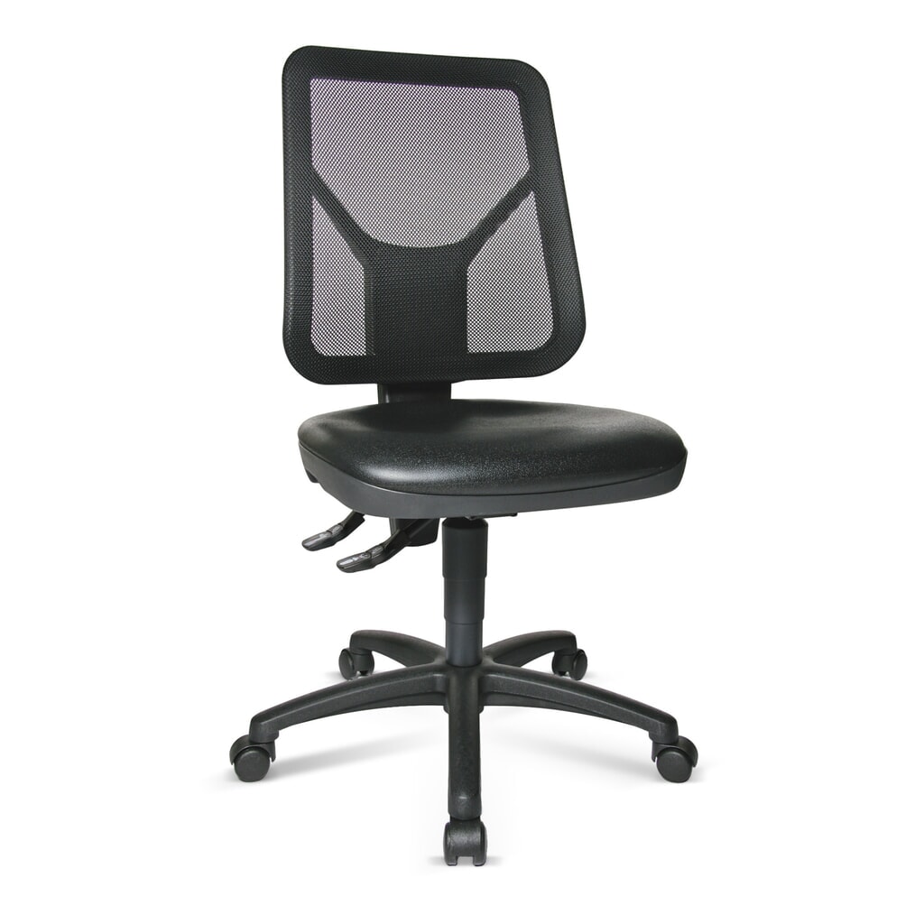 Otočná židle Topstar® Tec 80 PK, výška sezení 410-530 mm, síťované opěradlo, kolečka, černá Obrázek produktu: Otočná židle Topstar® Tec 80 PK, výška sezení 410-530 mm, síťované opěradlo, kolečka, černá