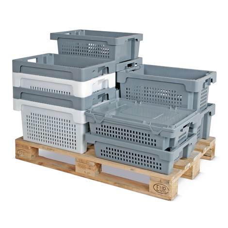 Číslo obrázku produktu 1: Eurobox, perforované stěny a základna, 32 l, bílý