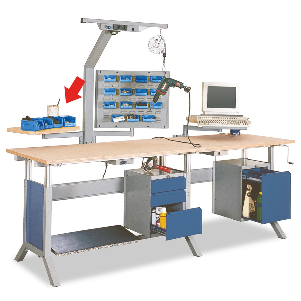 Obrázek produktu: Otočné rameno s odkládací deskou pro pracovní stůl Bedrunka+Hirth, ŠxH 600 x 350 mm