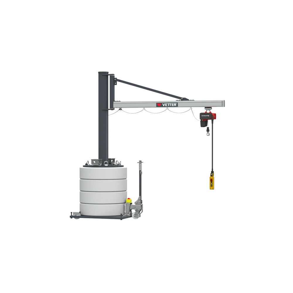 Číslo obrázku produktu 3: Otočný jeřáb VETTER® včetně elektrického kladkostroje LIFTKET, rozsah otáčení 270°, délka výložníku 3400 mm, nosnost 500 kg