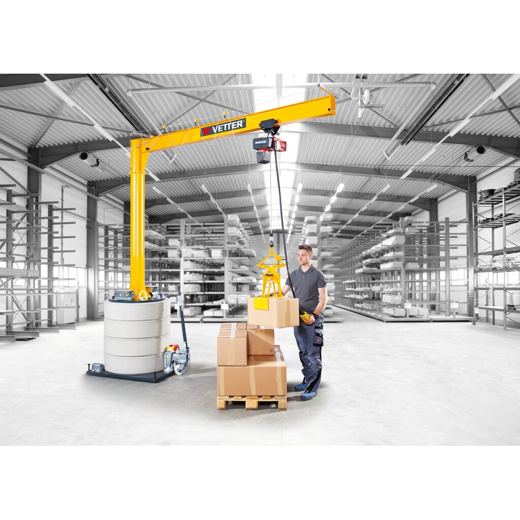 Číslo obrázku produktu 5: Otočný jeřáb VETTER® včetně elektrického kladkostroje LIFTKET, rozsah otáčení 270°, délka výložníku 3000 mm, nosnost 125 kg