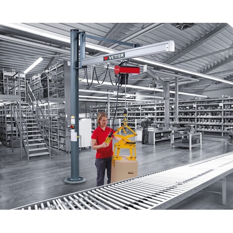 Číslo obrázku produktu 5: Otočný jeřáb VETTER® včetně elektrického kladkostroje LIFTKET, sloupové provedení, délka výložníku 3900&nbsp;mm, nosnost 250&nbsp;kg