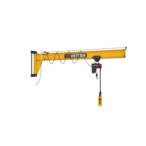 Číslo obrázku produktu 3: Otočný jeřáb VETTER® včetně elektrického kladkostroje LIFTKET, nástěnné provedení, nízký profil, délka výložníku 3000&nbsp;mm, nosnost 125&nbsp;kg
