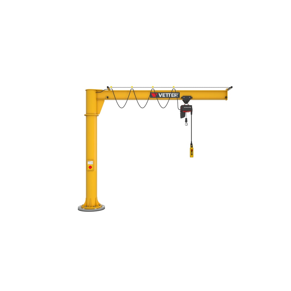 Otočný jeřáb VETTER® včetně elektrického kladkostroje LIFTKET, sloupové provedení, otáčení o 360°, délka výložníku 3000 mm, nosnost 125 kg Obrázek produktu: Otočný jeřáb VETTER® včetně elektrického kladkostroje LIFTKET, sloupové provedení, otáčení o 360°, délka výložníku 3000 mm, nosnost 125 kg