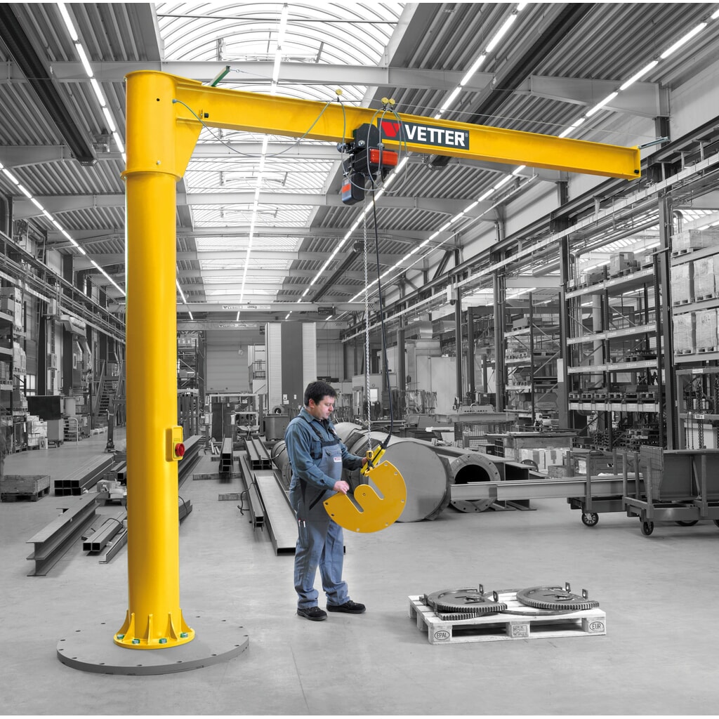 Číslo obrázku produktu 5: Otočný jeřáb VETTER® včetně elektrického kladkostroje LIFTKET, sloupové provedení, otáčení o 360°, délka výložníku 3000 mm, nosnost 125 kg