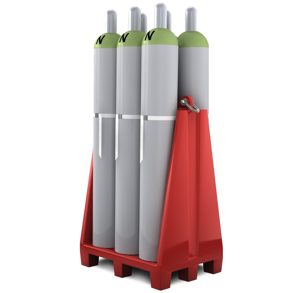 Paleta na plynové láhve z PE, až na 6 plynových láhví à max. Ø 230 mm Obrázek produktu: Paleta na plynové láhve z PE, až na 6 plynových láhví à max. Ø 230 mm