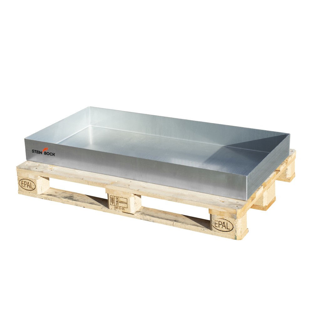 Číslo obrázku produktu 3: Paletová vana na malé nádoby Steinbock®, ocelová, pozinkovaná, VxŠxH 100 x 800 x 1 200 mm, sběrný objem 73 litrů