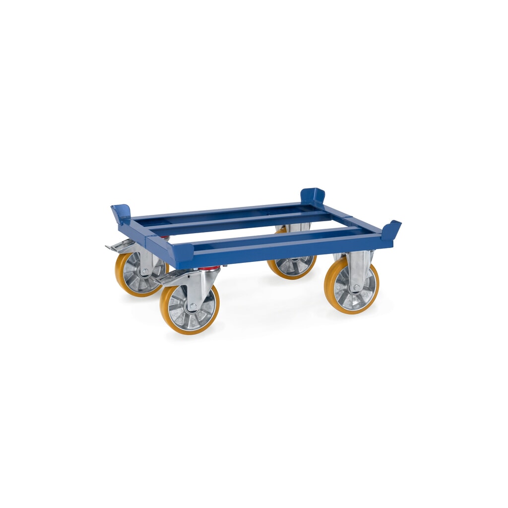Obrázek produktu: Paletový podvozek fetra®, PU kolečka, nosnost 1 050 kg, 810 x 610 mm, zářivě modrá