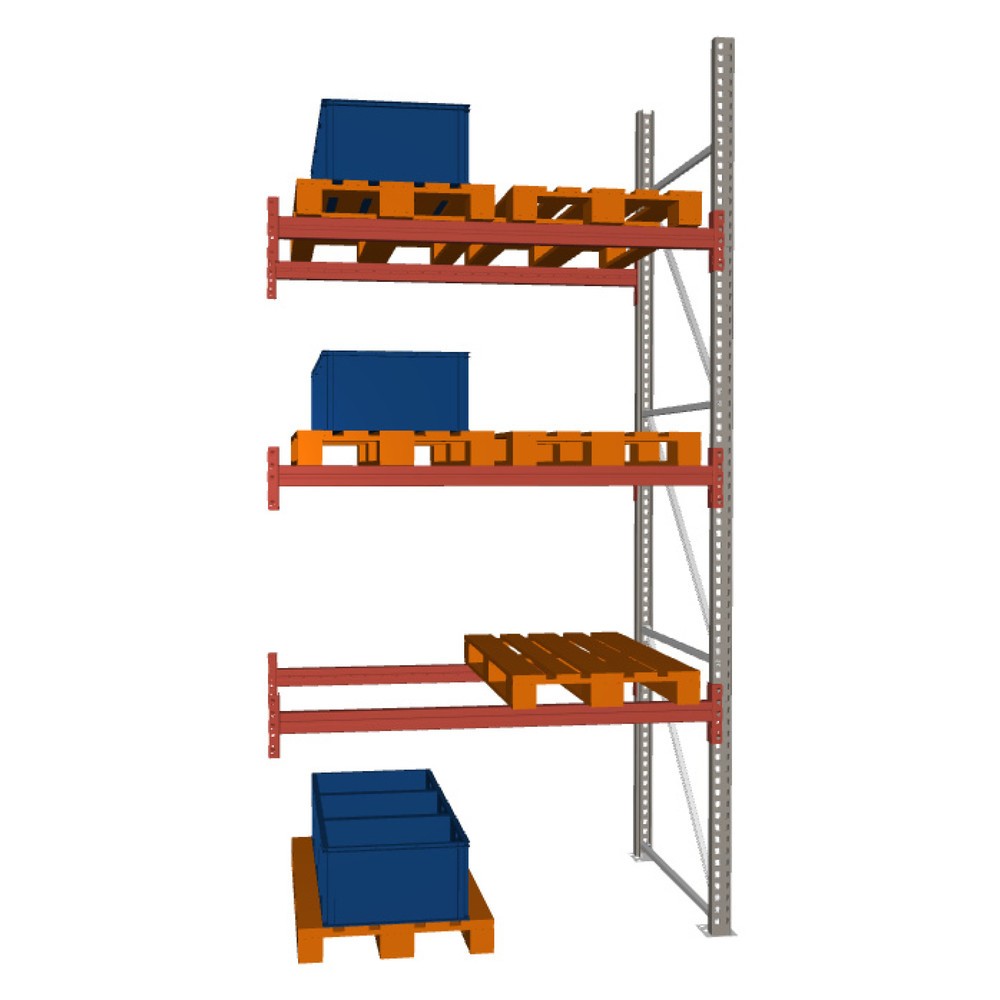 Obrázek produktu: Paletový regál META MULTIPAL, přídavné pole, nosnost police 2000 kg, 8 paletových míst, výška 3,8 m