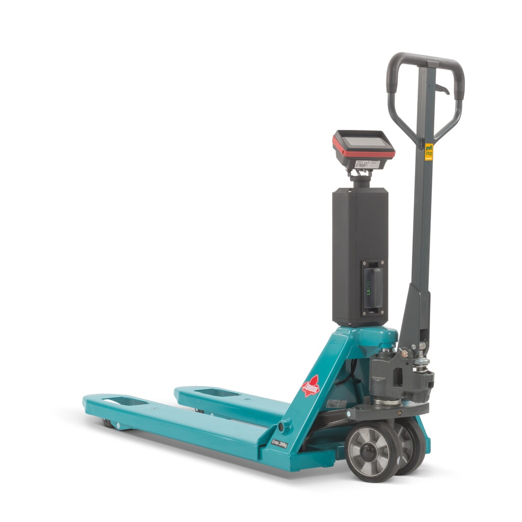 Paletový vozík s váhou Ameise® PTM 2.0 Scale s dotykovým displejem, nosnost 2 000 kg, tandemová kolečka Obrázek produktu: Paletový vozík s váhou Ameise® PTM 2.0 Scale s dotykovým displejem, nosnost 2 000 kg, tandemová kolečka