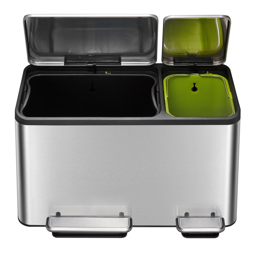 Číslo obrázku produktu 4: Pedálový odpadkový koš EcoCasa 30 + 15 l, matná ušlechtilá ocel