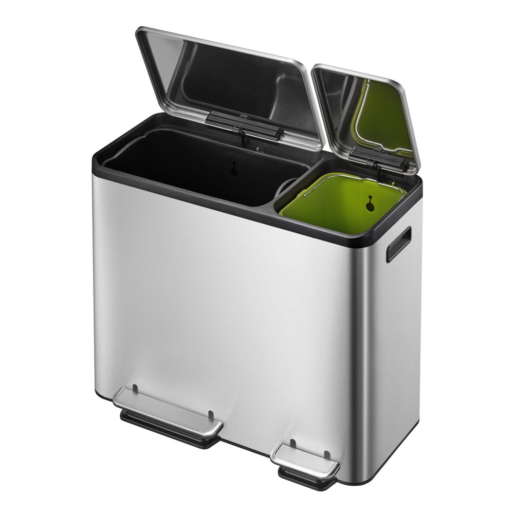 Číslo obrázku produktu 5: Pedálový odpadkový koš EcoCasa 30 + 15 l, matná ušlechtilá ocel