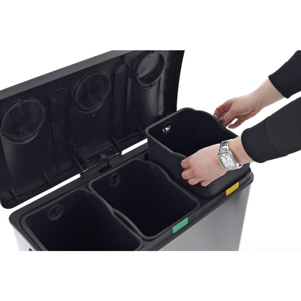 Číslo obrázku produktu 5: Rejoice Recyklační pedál Bin 3 x 12 litrů Matt Nerezová ocel