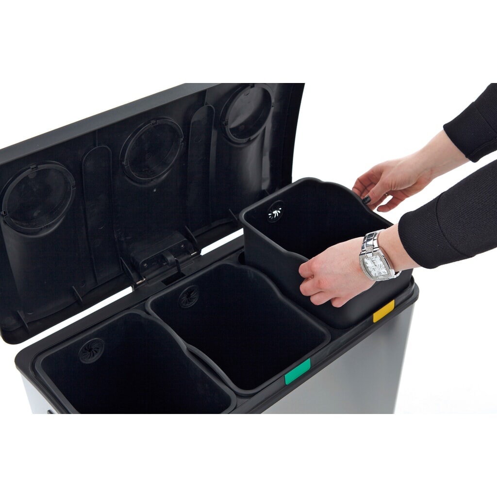 Rejoice Recyklační pedál Bin 3 x 12 litrů Matt Nerezová ocel Číslo obrázku produktu 5: Rejoice Recyklační pedál Bin 3 x 12 litrů Matt Nerezová ocel