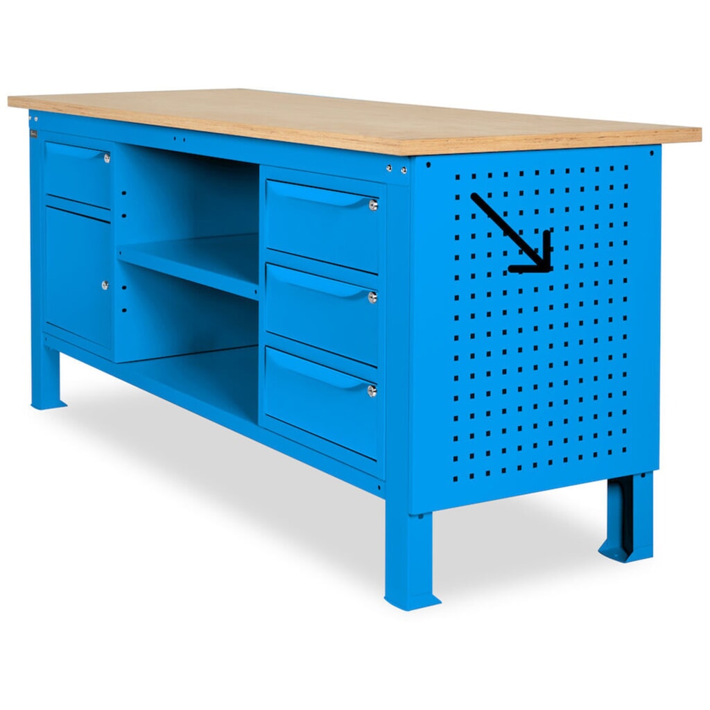Boční děrovaná deska pro pracovní stoly Fami, VxŠxH 669 x 610 x 18 mm, RAL 5012 Číslo obrázku produktu 3: Boční děrovaná deska pro pracovní stoly Fami, VxŠxH 669 x 610 x 18 mm, RAL 5012