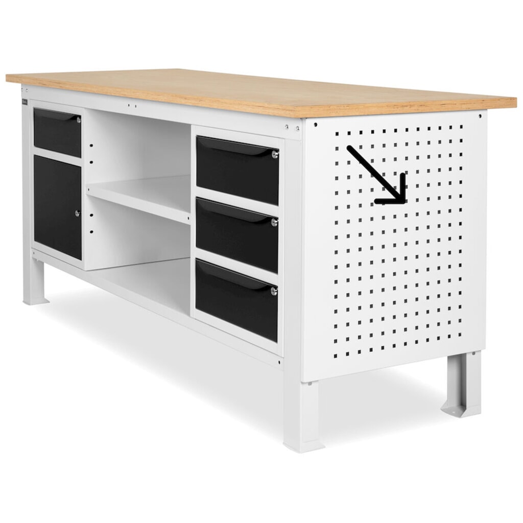 Číslo obrázku produktu 3: Boční děrovaná deska pro pracovní stoly Fami, VxŠxH 669 x 610 x 18 mm, RAL 7035