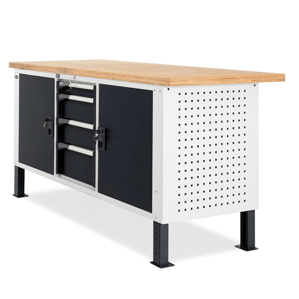 Boční děrovaná deska pro pracovní stoly Fami, VxŠxH 669 x 610 x 18 mm, RAL 7035 Číslo obrázku produktu 5: Boční děrovaná deska pro pracovní stoly Fami, VxŠxH 669 x 610 x 18 mm, RAL 7035