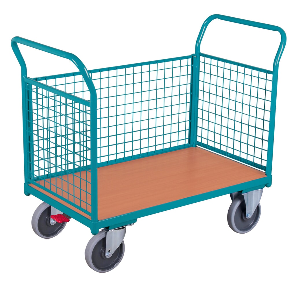 Plošinový vozík Ameise®, 3-stranný s mřížovými stěnami, ložná plocha ŠxH 676 x 1.000 mm Obrázek produktu: Plošinový vozík Ameise®, 3-stranný s mřížovými stěnami, ložná plocha ŠxH 676 x 1.000 mm