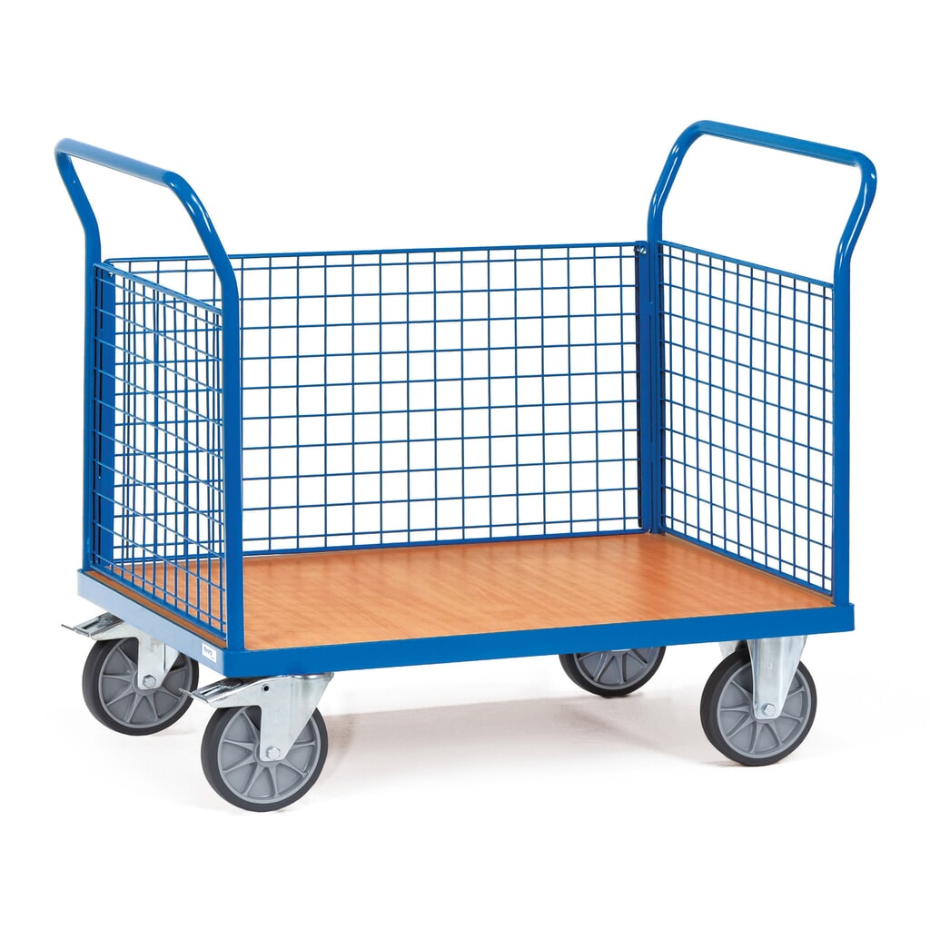 Obrázek produktu: Plošinový vozík fetra® s mřížovými bočnicemi ze 3 stran, ložná plocha ŠxH 500 x 850 mm
