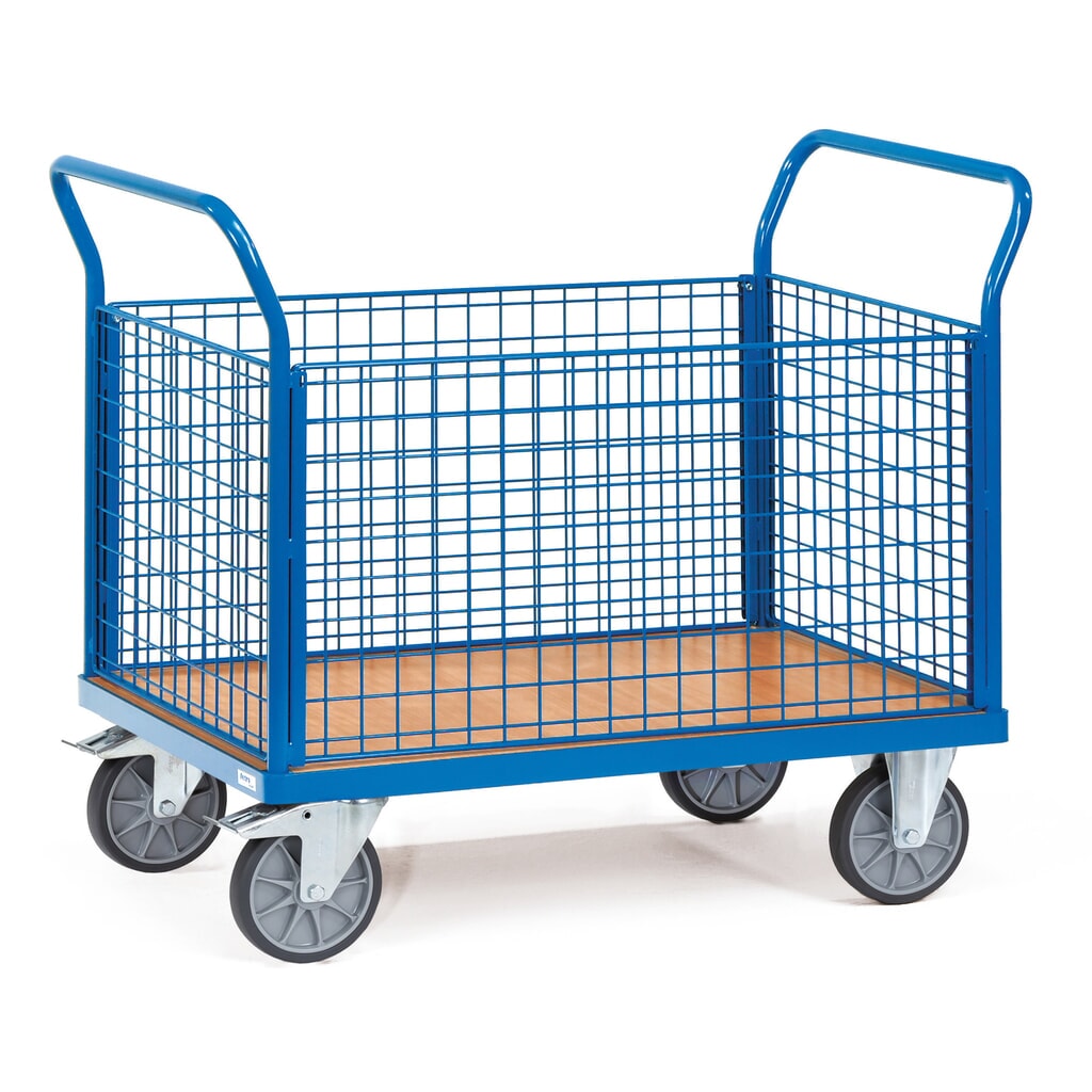 Obrázek produktu: Plošinový vozík fetra® s mřížovými bočnicemi ze 4 stran, ložná plocha ŠxH 500 x 850 mm