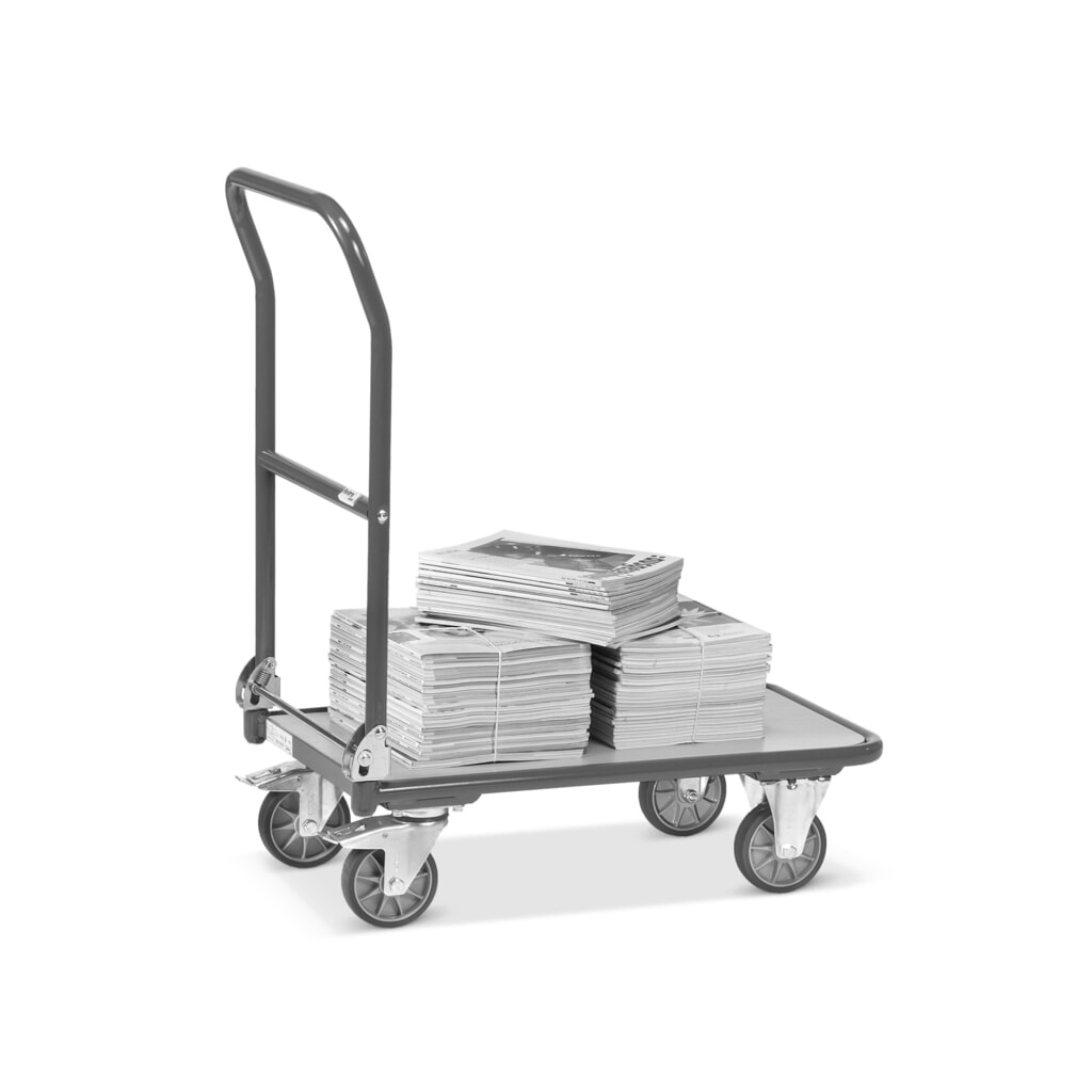 Číslo obrázku produktu 6: Plošinový vozík fetra® s dřevěnou ložnou plochou, sklápěcí opěry, ŠxH 600 x 900 mm, nosnost 250 kg