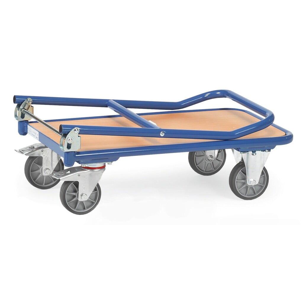 Číslo obrázku produktu 4: Plošinový vozík fetra® s dřevěnou ložnou plochou, sklápěcí opěry, ŠxH 600 x 900 mm, nosnost 250 kg