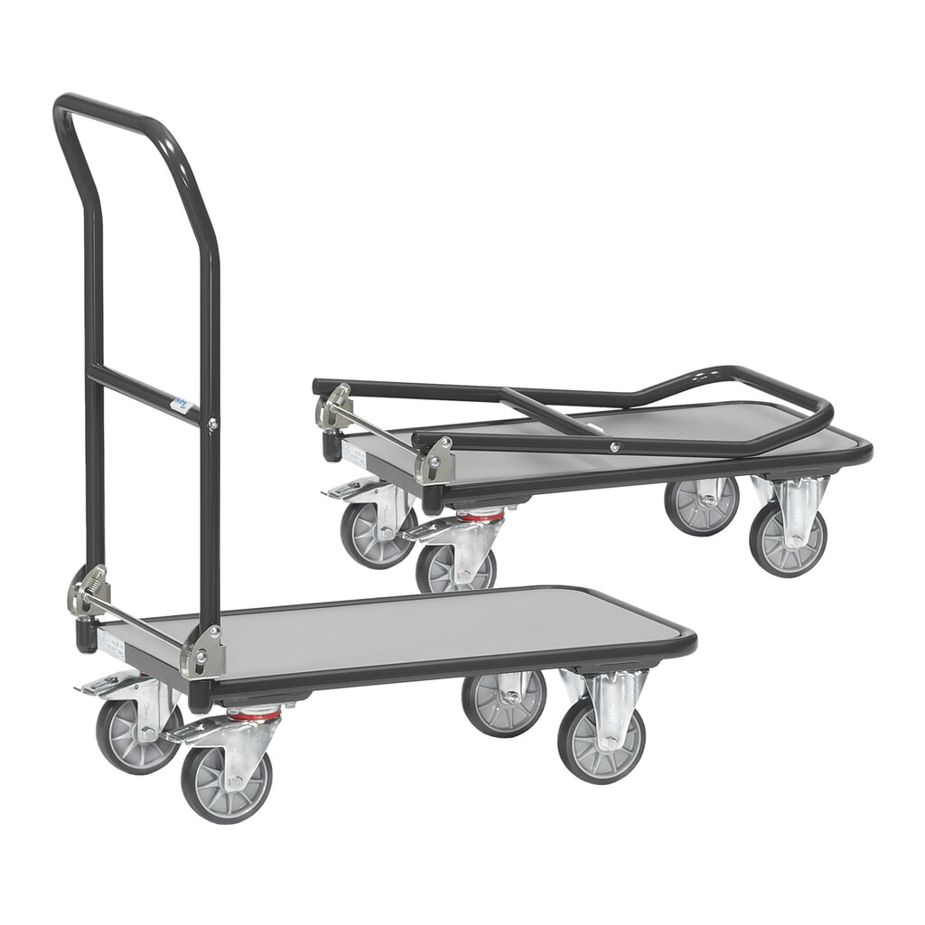 Plošinový vozík fetra® s dřevěnou ložnou plochou, sklápěcí oblouky, ŠxH 600 x 900 mm, nosnost 250 kg, antracitová šedá Číslo obrázku produktu 4: Plošinový vozík fetra® s dřevěnou ložnou plochou, sklápěcí oblouky, ŠxH 600 x 900 mm, nosnost 250 kg, antracitová šedá